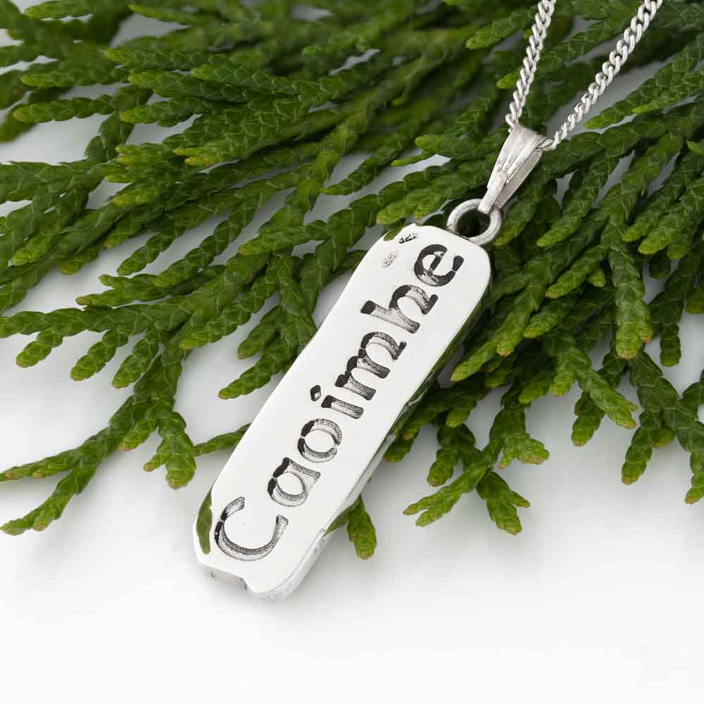 Product image for Irish Necklace - Personalized Solid Silver Ogham Birthstone Pendant with Chain