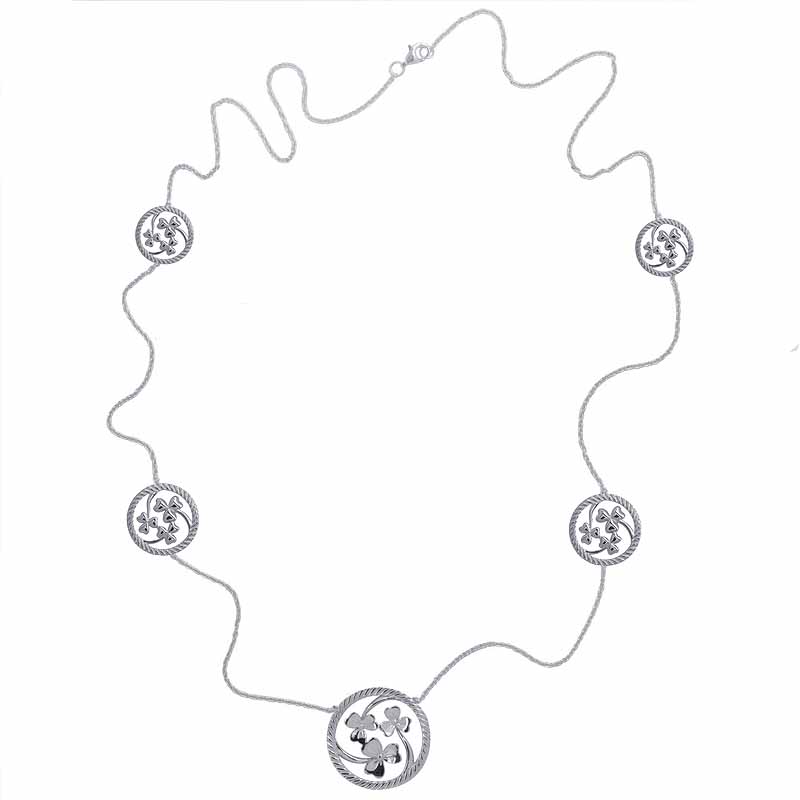 Product image for Irish Necklace | Rhodium Plated Sterling Silver Shamrock Irish Necklet