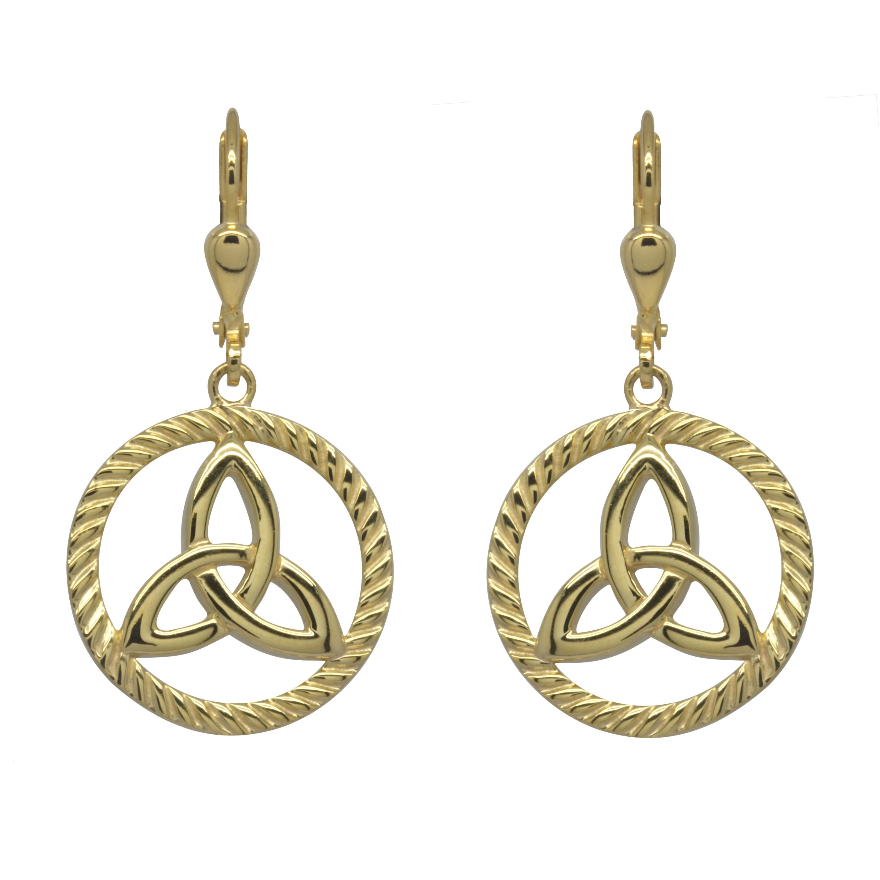Product image for Irish Earrings | Gold Plated Sterling Silver Round Trinity Knot Earrings