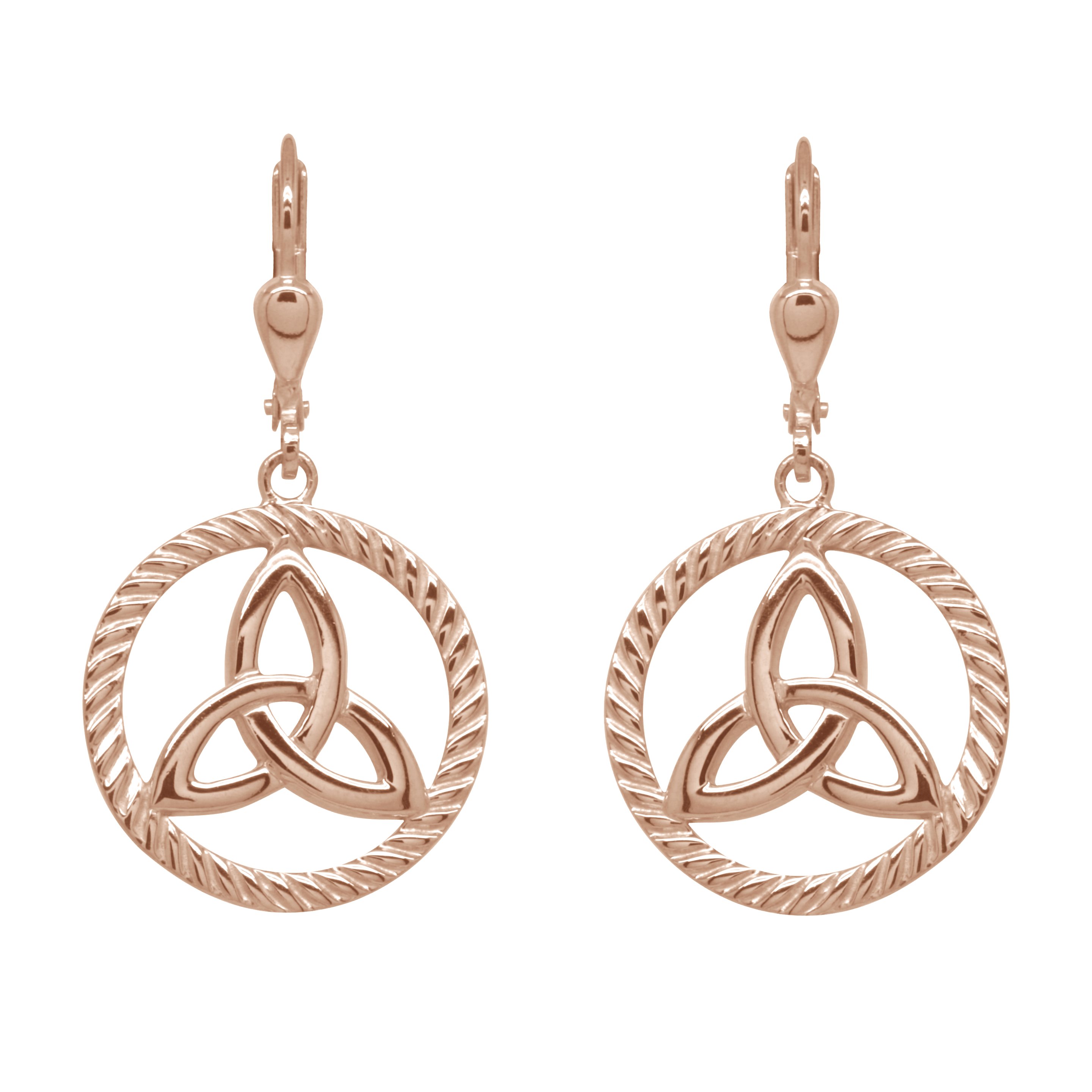 Product image for Irish Earrings | Rose Gold Plated Sterling Silver Round Trinity Knot Earrings