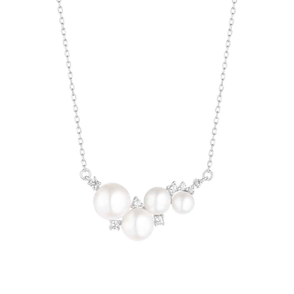 Product image for Irish Necklace | Sterling Silver Crystal Multi Pearl Necklet