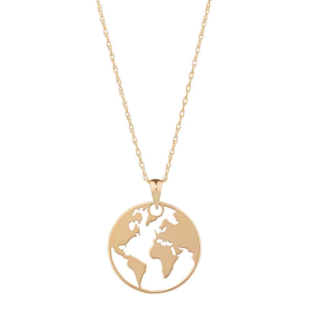Product image for Irish Necklace | 9k Gold Gold Map of the World Pendant