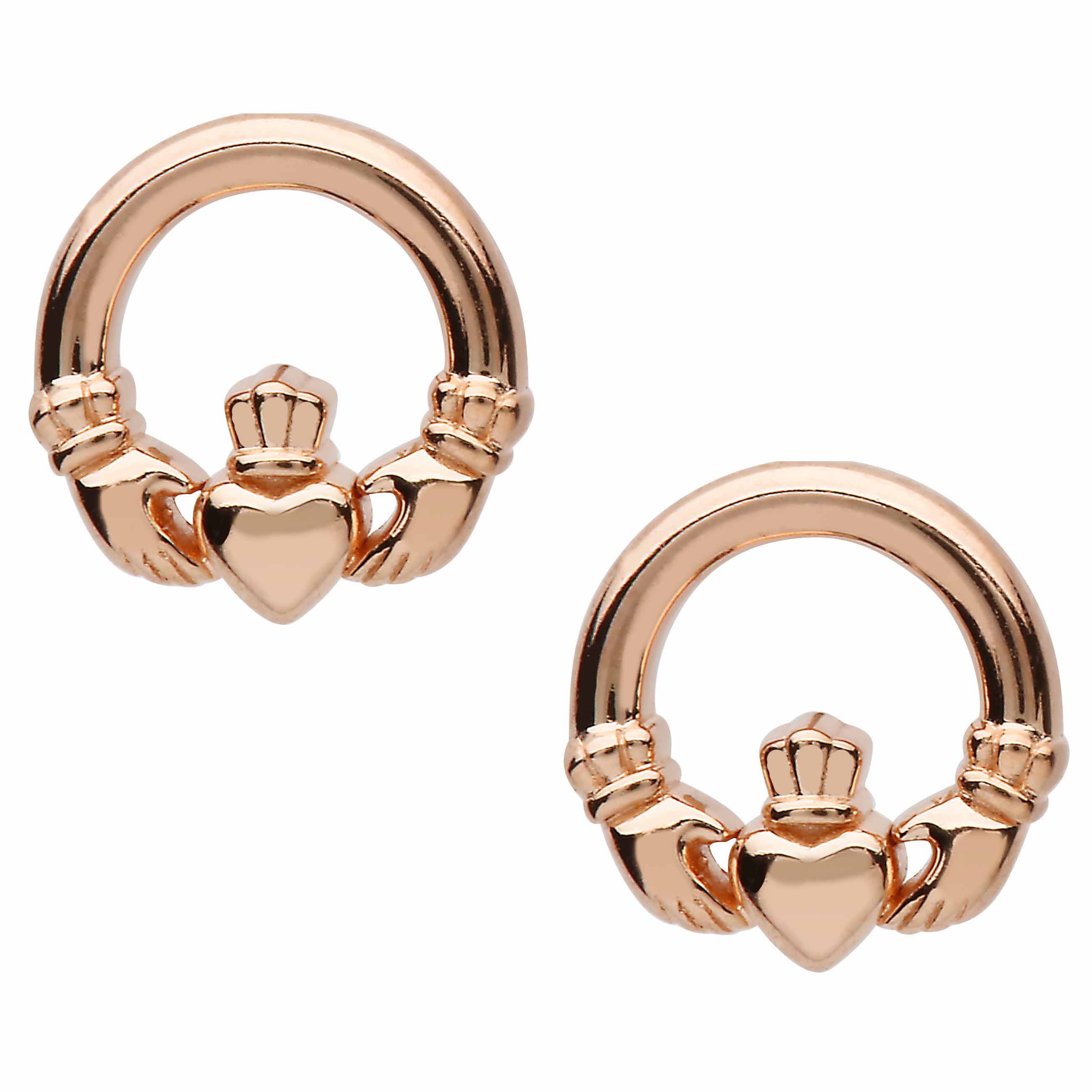 Product image for Irish Earrings | Sterling Silver Rose Gold Claddagh Stud Earrings