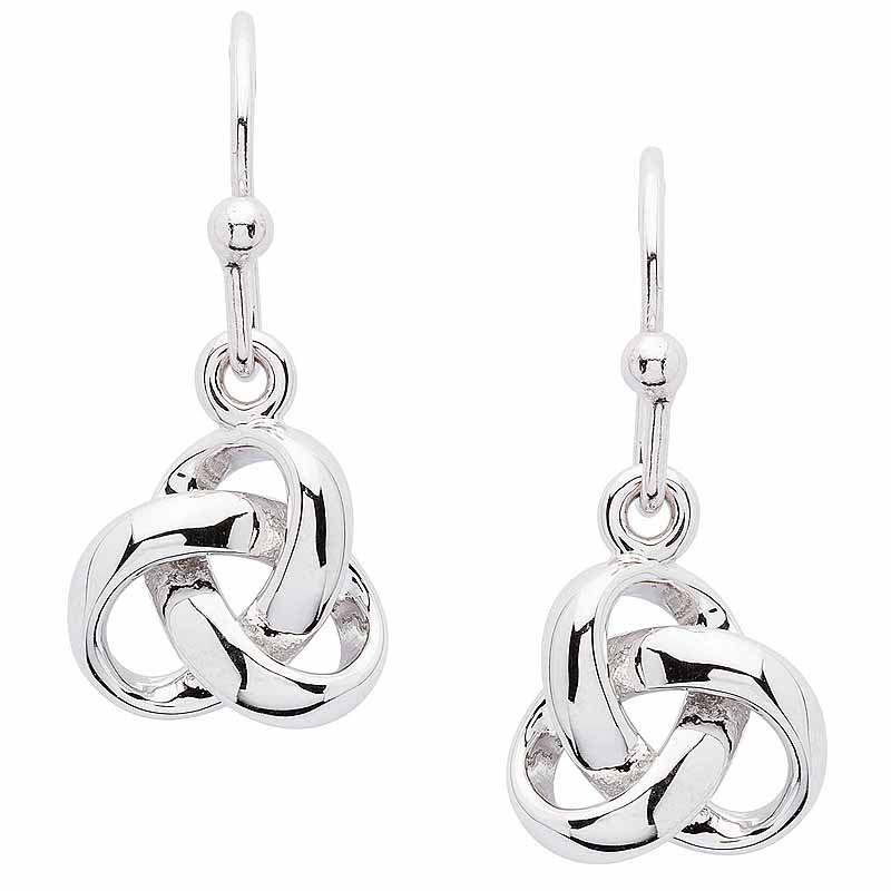 Product image for Irish Earrings | Sterling Silver Celtic Trinity Knot Drop Earrings