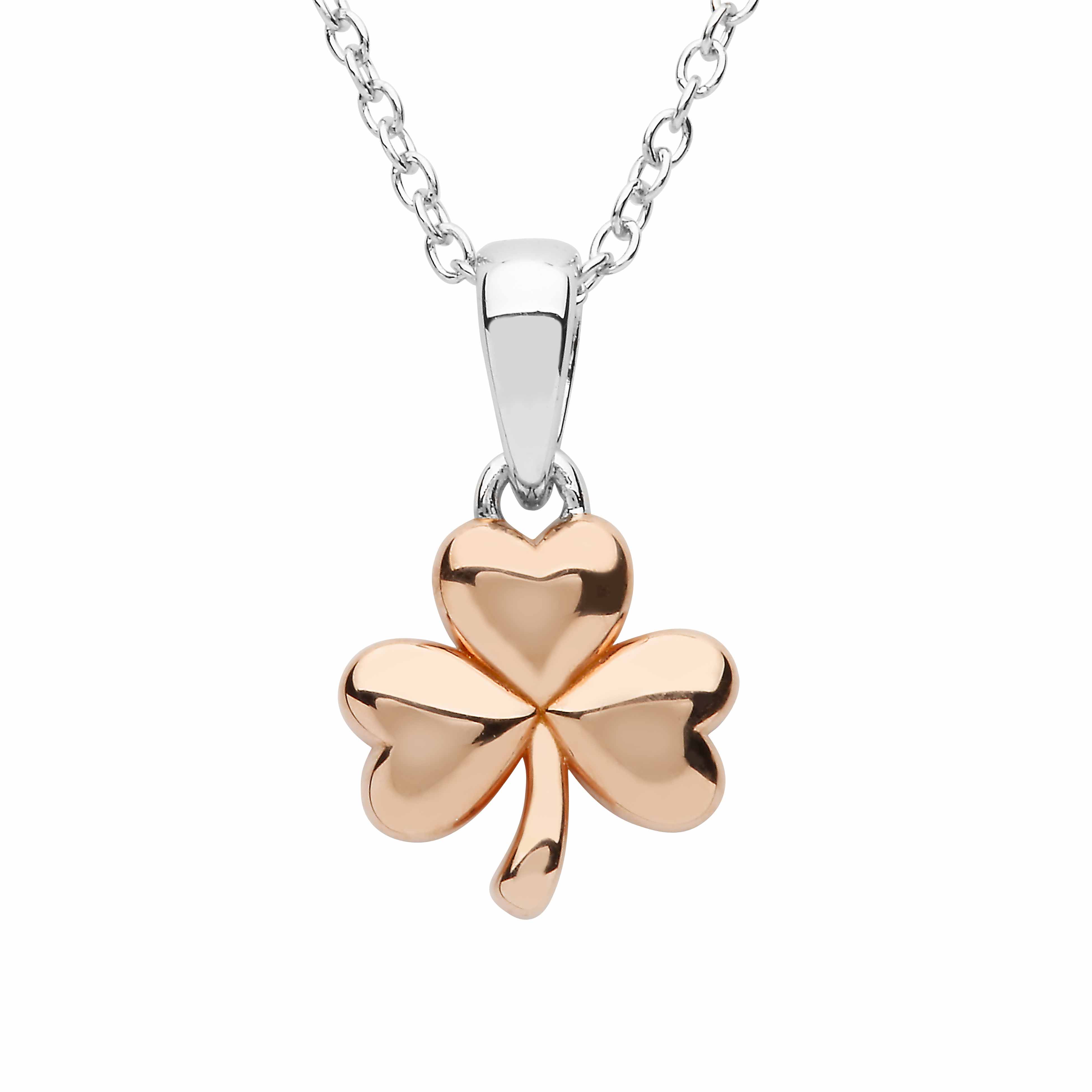 silver chain with rose gold pendant