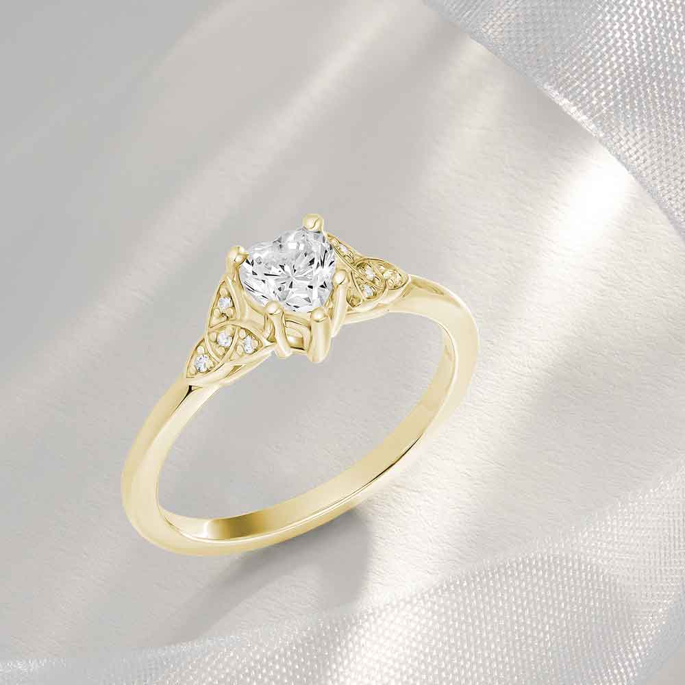 Product image for Irish Engagement Ring | Cliodhna 14K Yellow  Diamond Heart Celtic Trinity Knot Ring