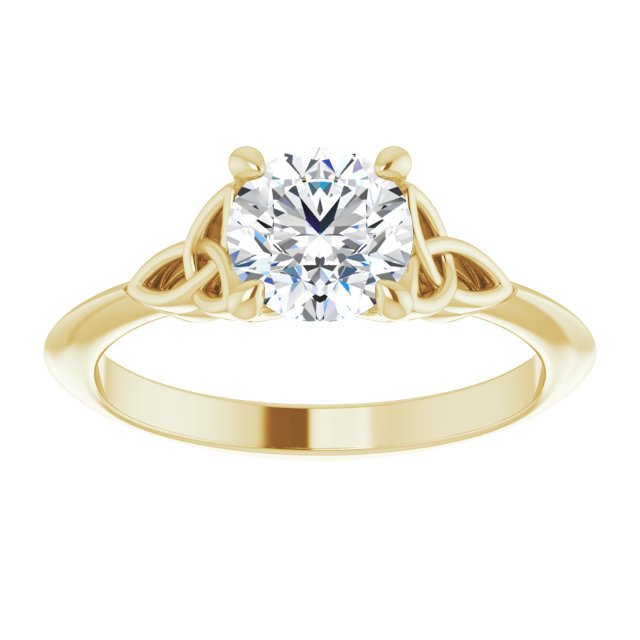 Product image for Irish Engagement Ring | Flannait 14k Yellow Gold 1ct Diamond Solitaire Celtic Trinity Knot Ring 