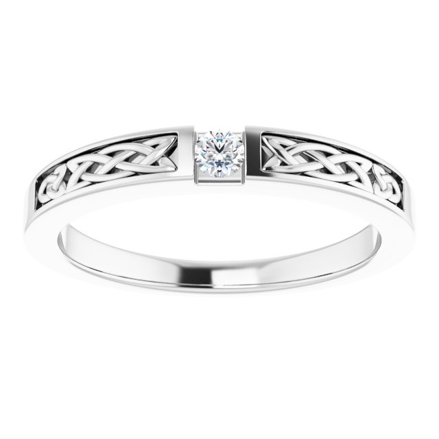 Product image for Irish Ring | Ardghal 14k White Gold Diamond Mens Narrow Celtic Knot Ring 