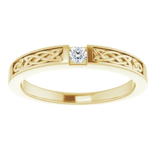 Product image for Irish Ring | Aodh 14k Yellow Gold Diamond Mens Narrow Celtic Knot Ring 