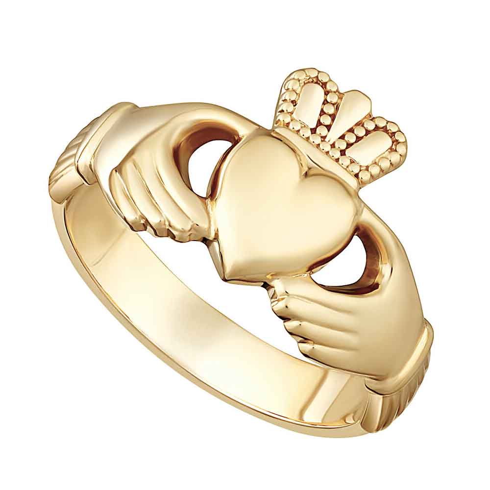 Product image for Claddagh Ring - Men's 14k Gold Puffed Heart Claddagh