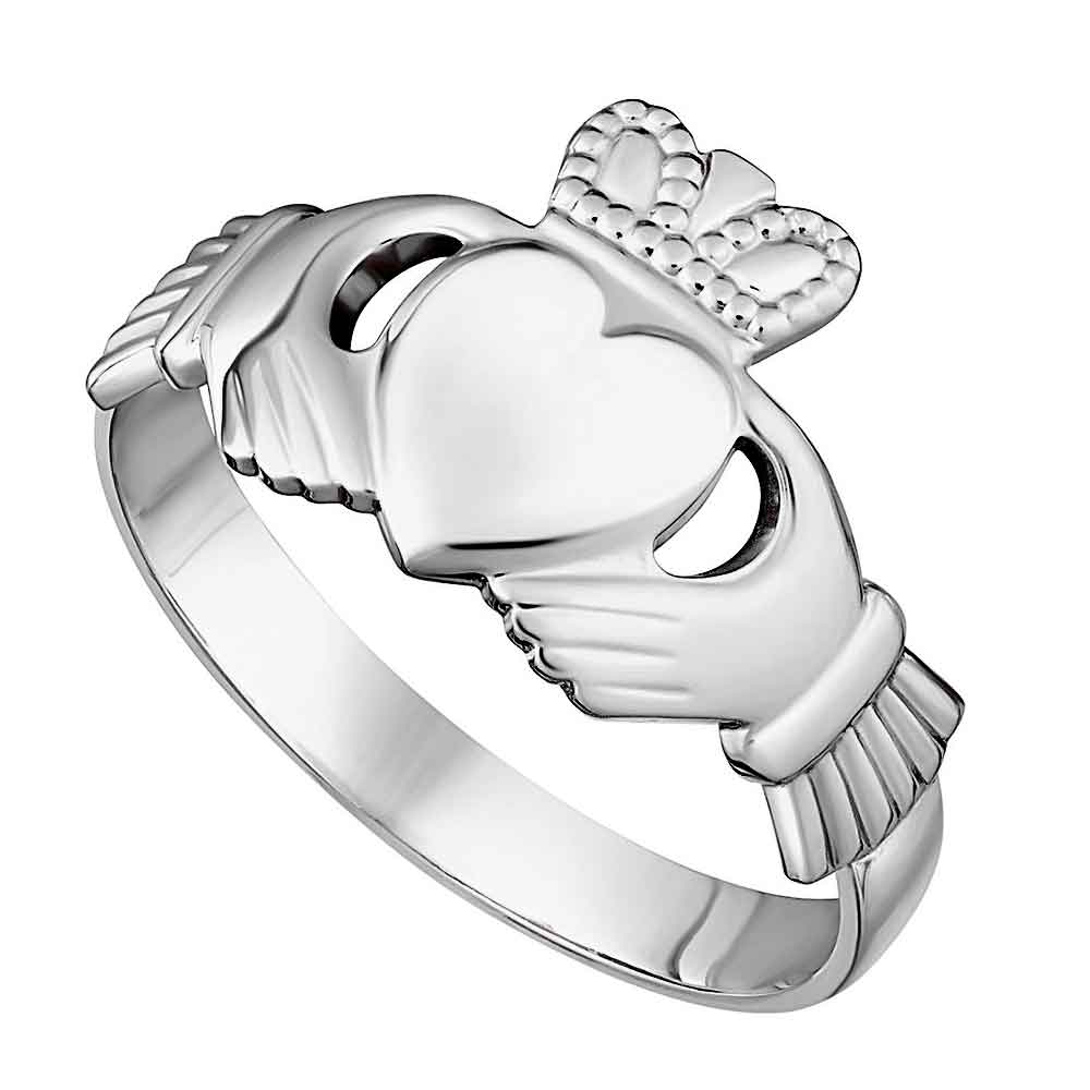 Product image for Claddagh Ring - Men's Sterling Silver Puffed Heart Claddagh