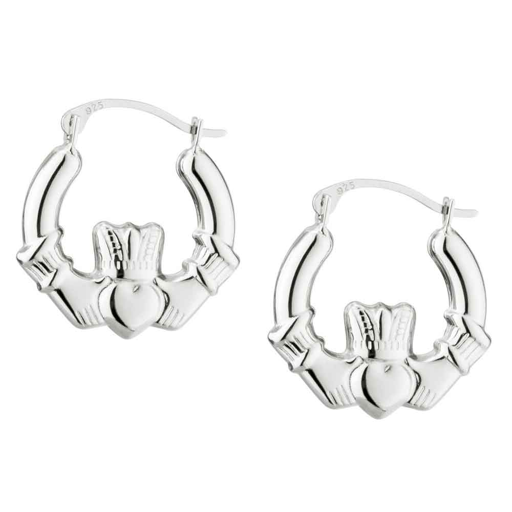 Product image for Sterling Silver Claddagh Hoop Earrings