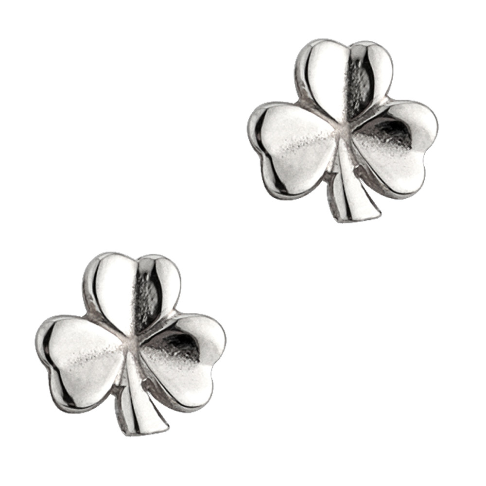 Product image for Irish Earrings | Sterling Silver Shiny Stud Shamrock Earrings