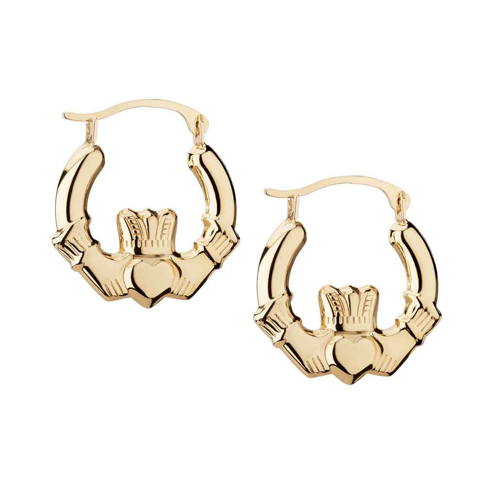 Product image for 14k Yellow Gold Claddagh Creole Small Hoop Earrings