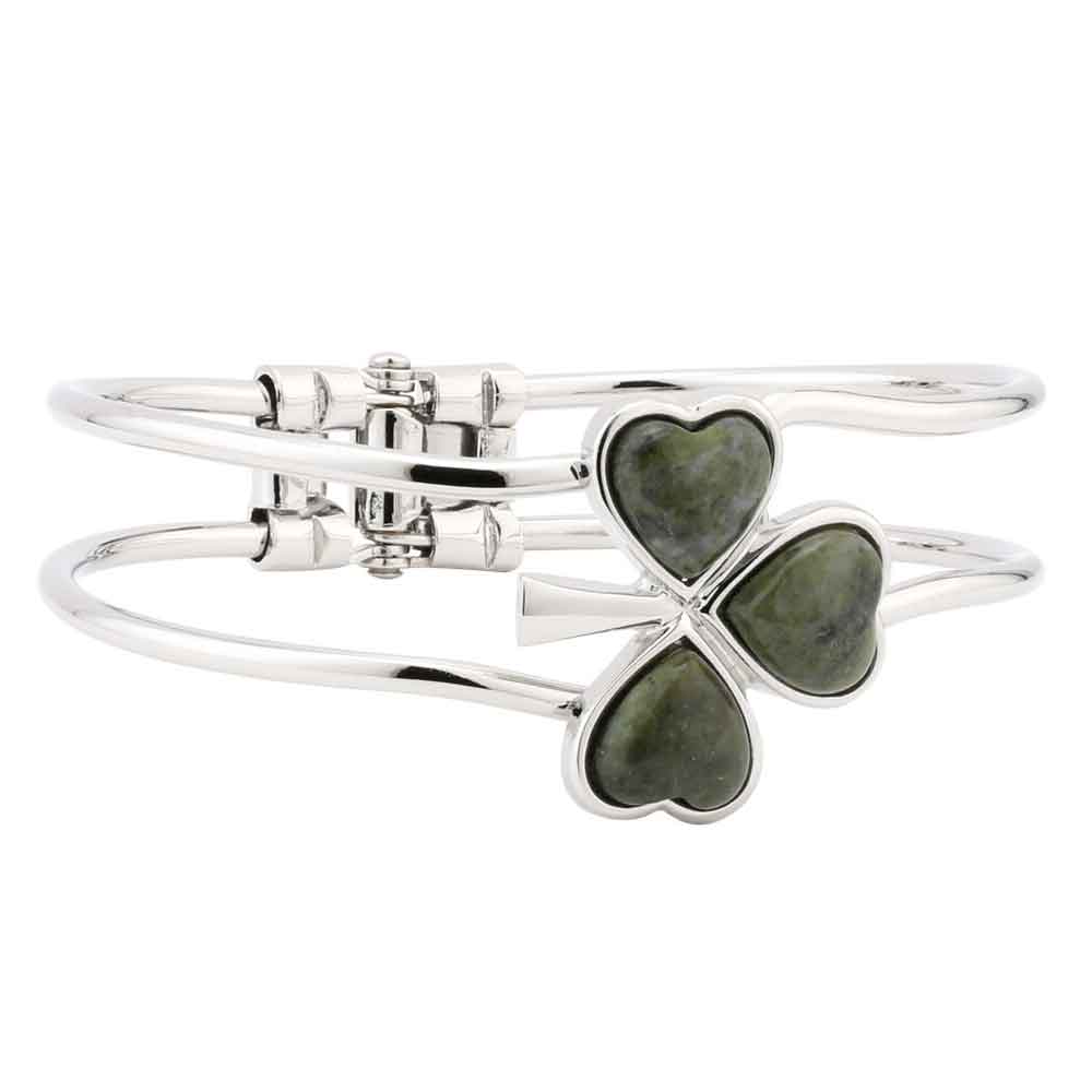 Product image for Irish Bracelet - Rhodium Plated Marble Shamrock Bangle