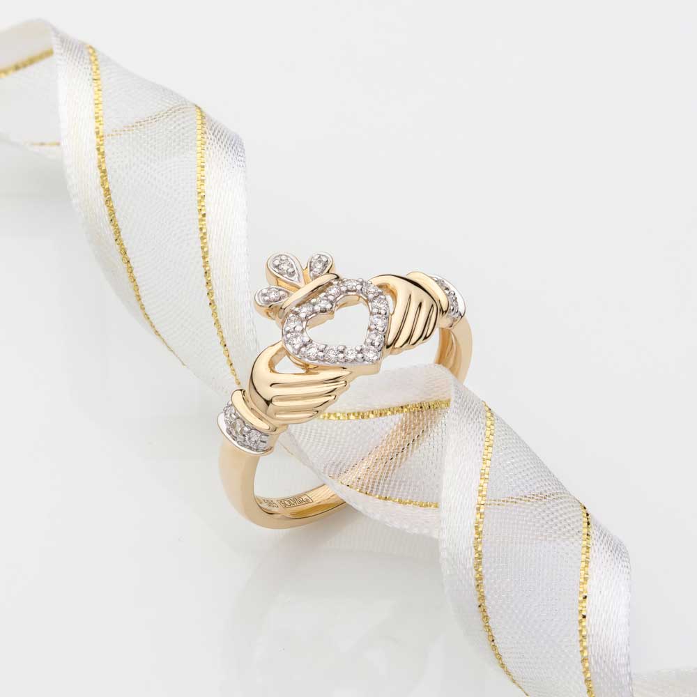 Product image for Claddagh Ring | Ladies 14k Gold Diamond Heart Irish Claddagh Ring