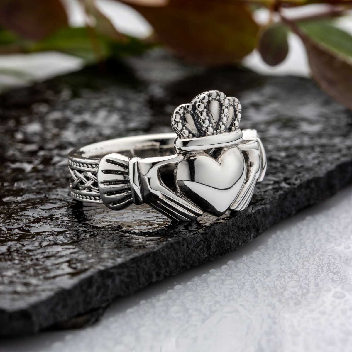 Product image for Mens Irish Jewelry | Sterling Silver Celtic Claddagh Ring