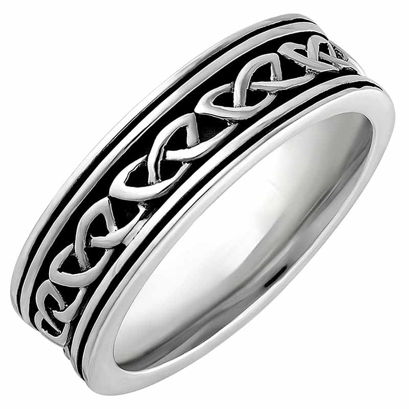 US Jewels Womens 0.925 Sterling Silver Modern Irish Celtic Knot Ring Band 