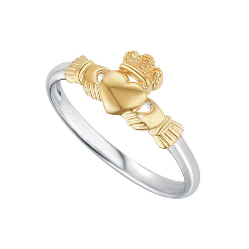 Product image for Irish Ring | 10k Gold & Sterling Silver Ladies Claddagh Ring