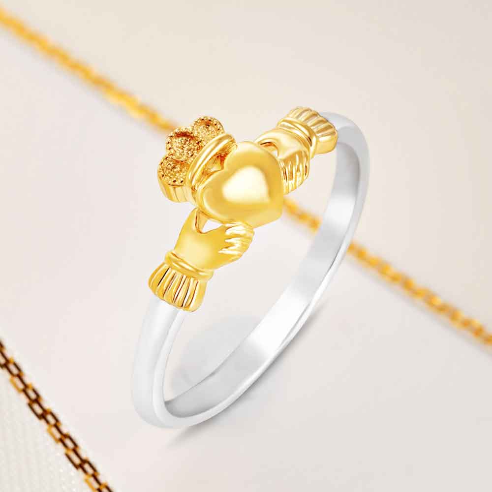 Product image for Irish Ring | 10k Gold & Sterling Silver Ladies Claddagh Ring