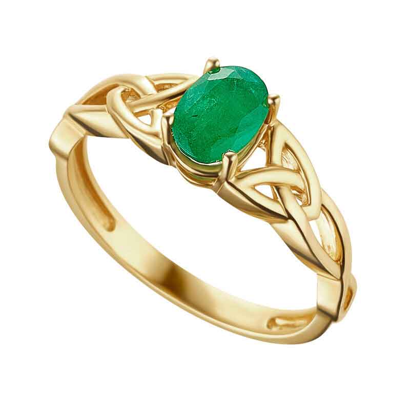 Product image for Irish Ring | 14k Gold Emerald Celtic Trinity Knot Ring