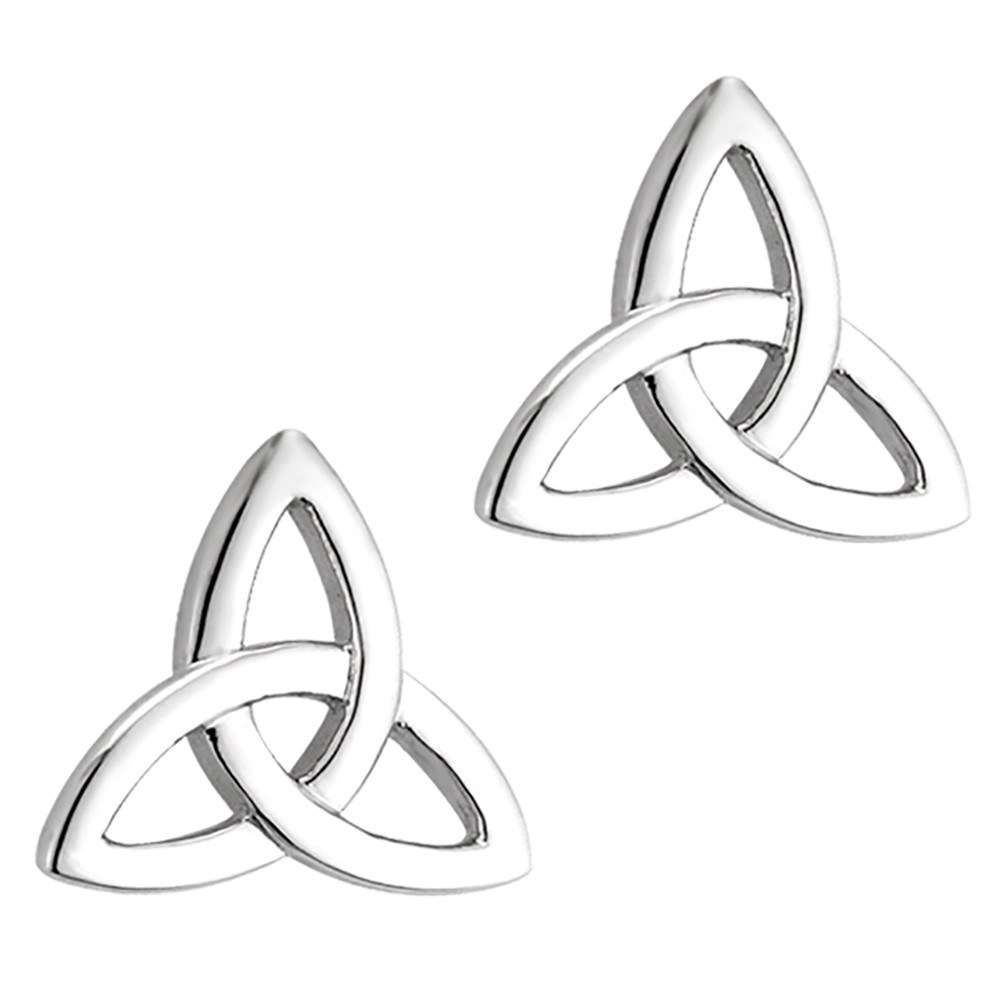 Product image for Irish Earrings | 14k White Gold Celtic Trinity Knot Stud Earrings