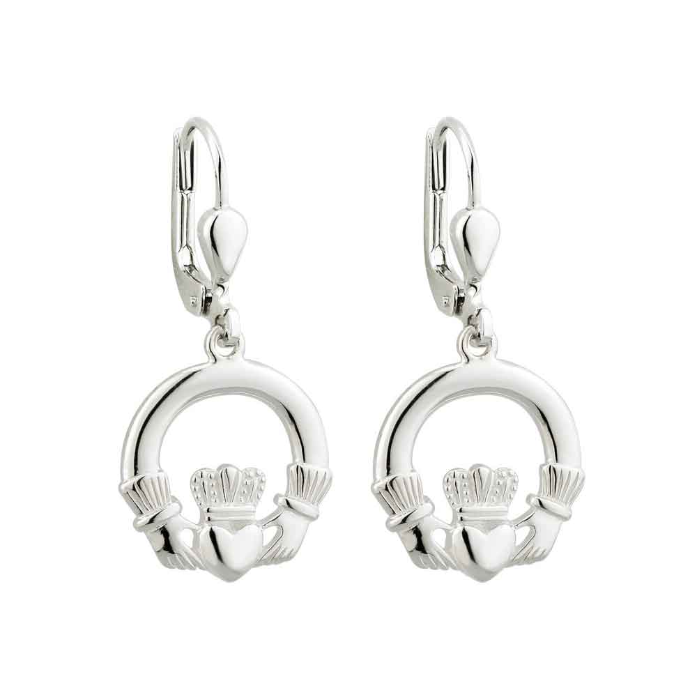 Product image for Sterling Silver Claddagh Drop Earrings