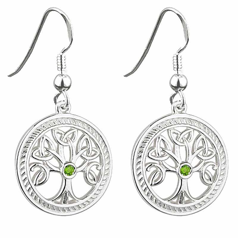 Product image for Irish Earrings | Sterling Silver Crystal Celtic Tree of Life Earrings