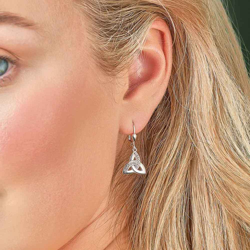 Product image for Celtic Earrings - Sterling Silver Celtic Weave Trinity Knot Earrings