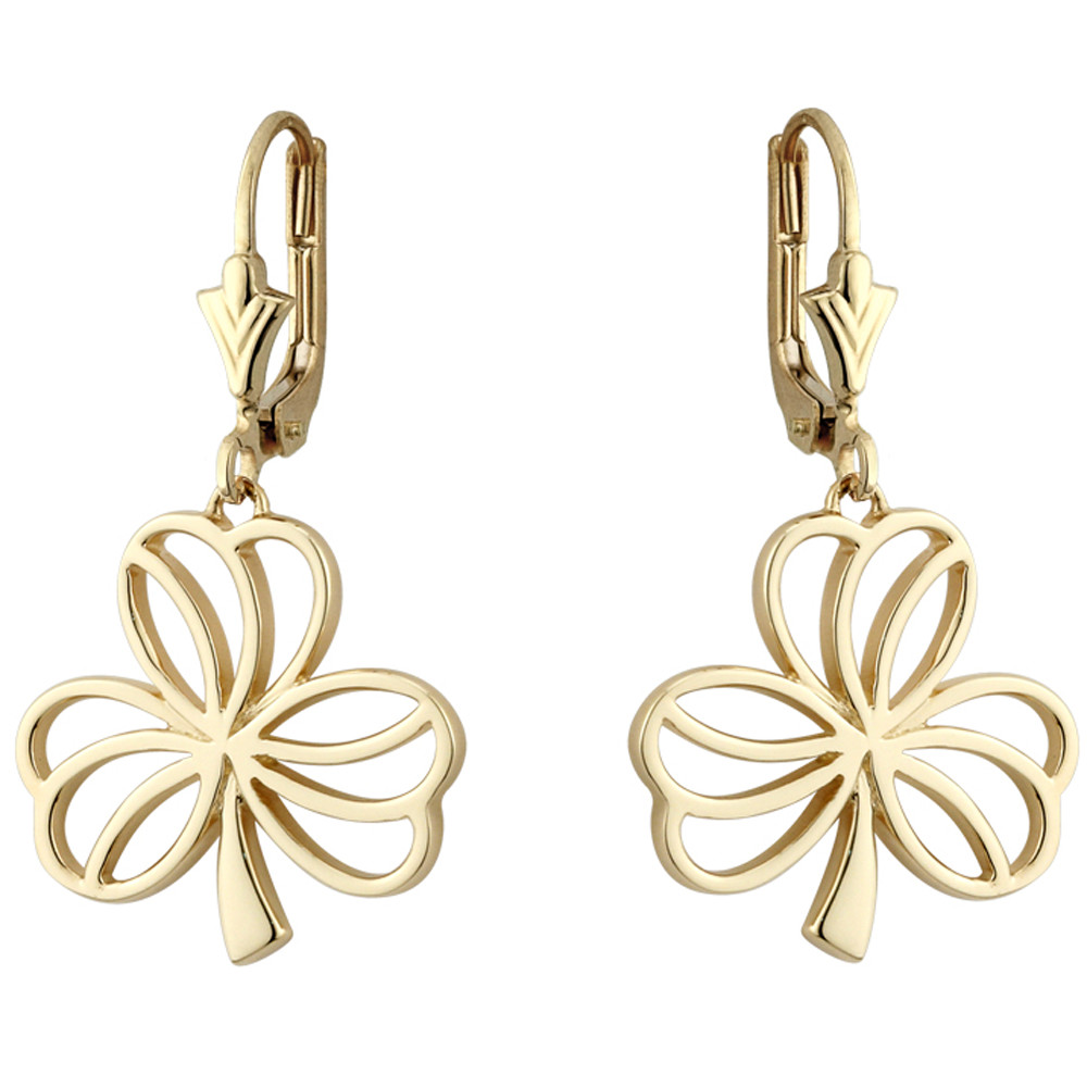 Product image for Irish Earrings | 14k Gold Open Shamrock Earrings