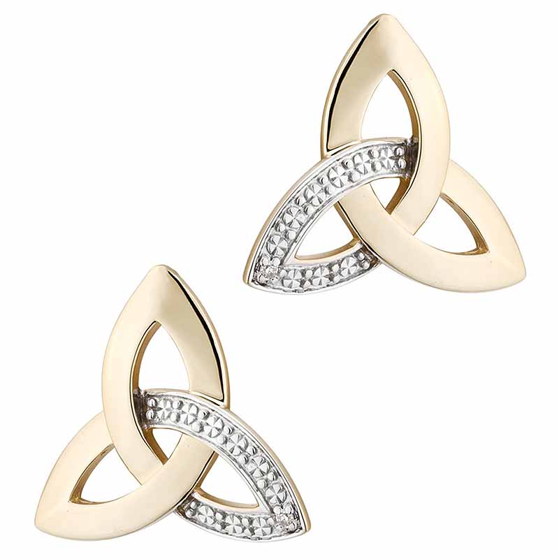 Product image for Irish Earrings | 10k Gold Diamond Trinity Knot Celtic Stud Earrings