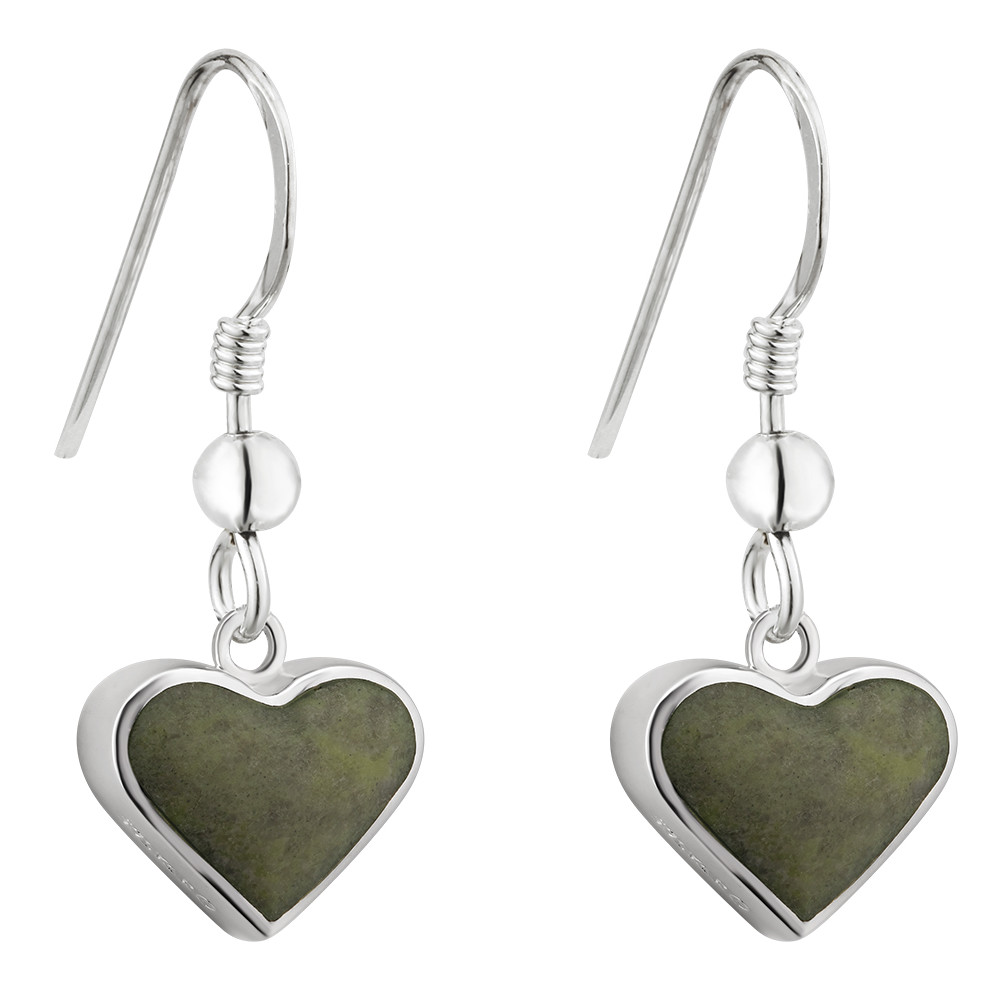 Product image for Irish Earrings | Sterling Silver Connemara Marble Heart Earrings