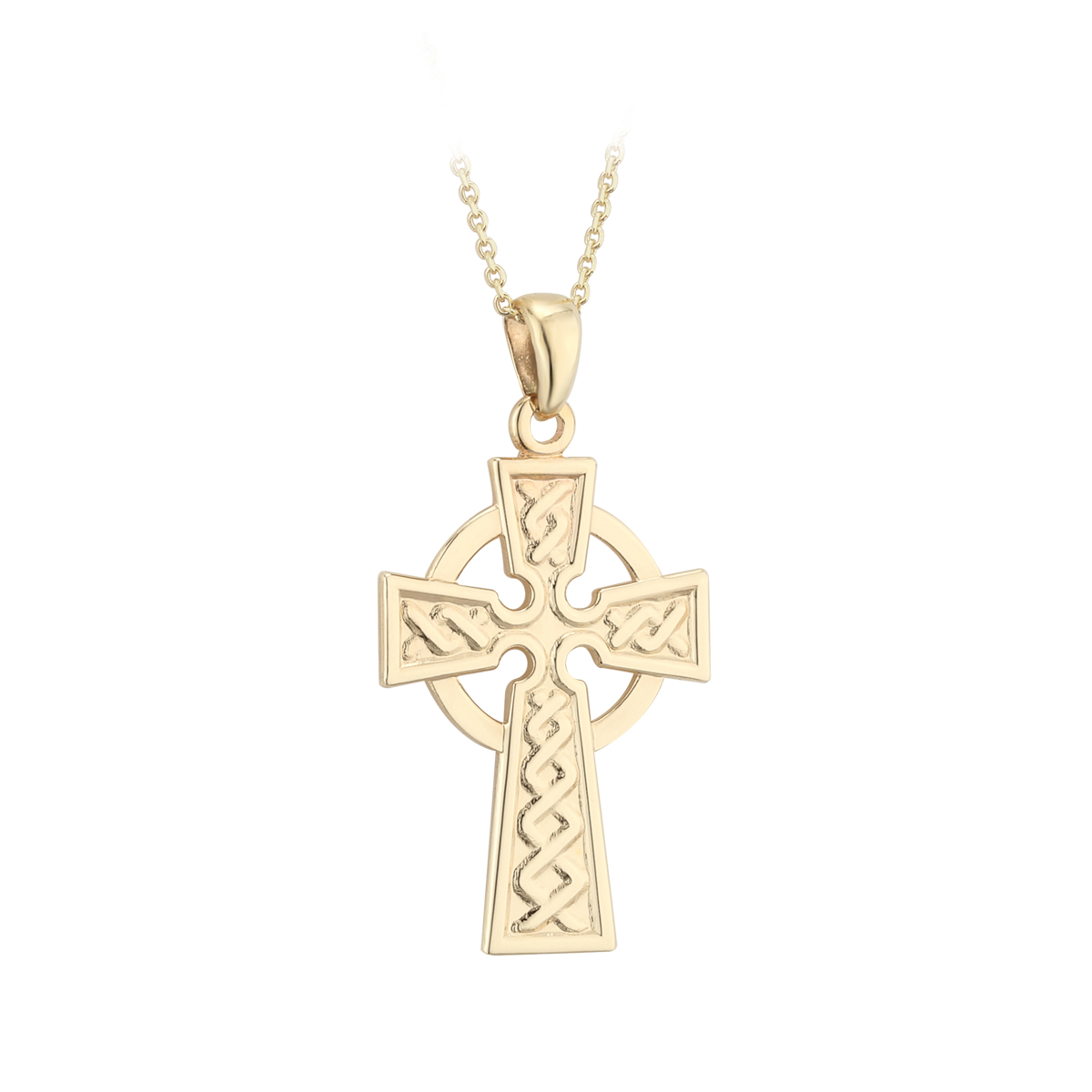 Irish Necklace | 14k Yellow & White Gold Diamond Emerald Celtic Cross  Pendant at IrishShop.com | IJSV46426