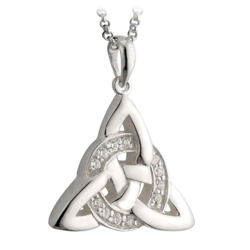 Product image for Celtic Pendant - Sterling Silver Celtic Trinity Knot Cubic Zirconia Pendant with Chain