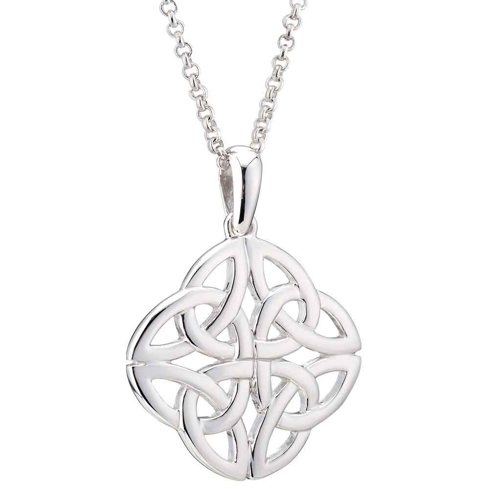 Sterling Silver and Baltic Honey Amber Celtic Knots Necklace