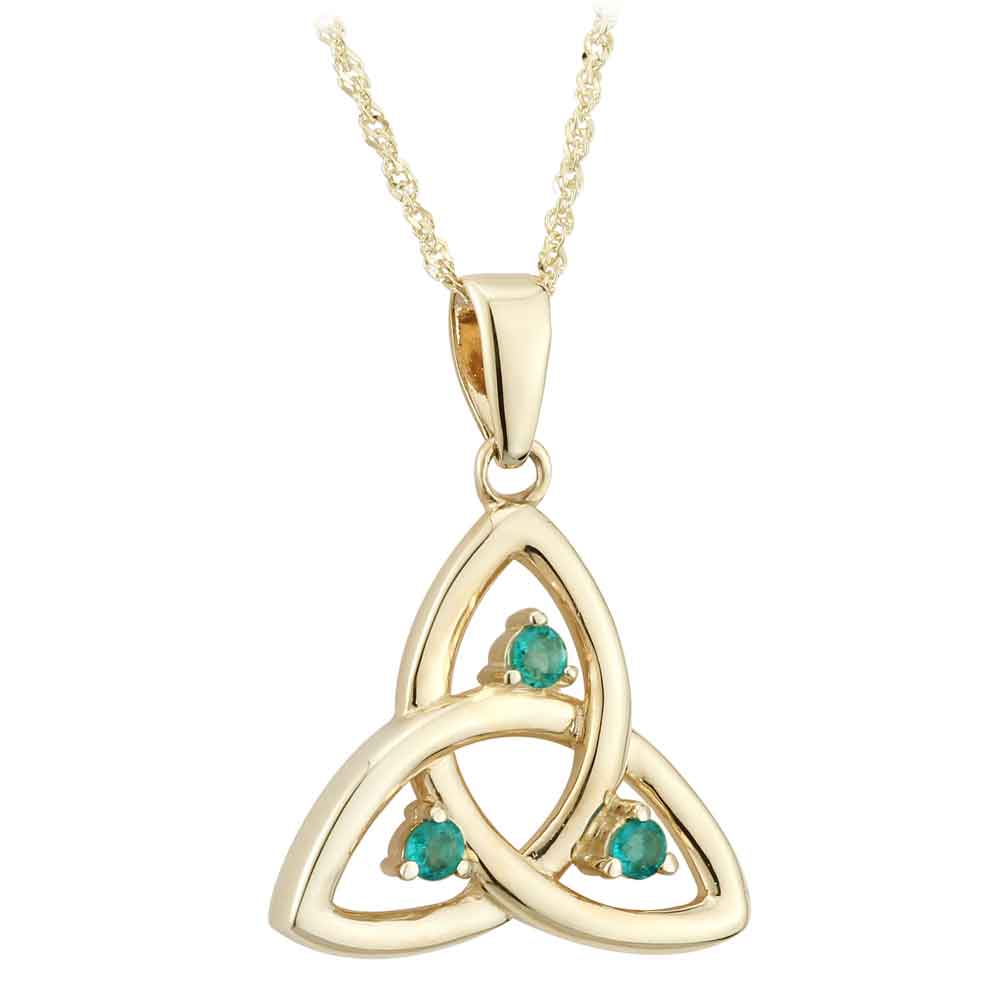 Product image for Celtic Necklace - 10k Gold Emerald Trinity Pendant