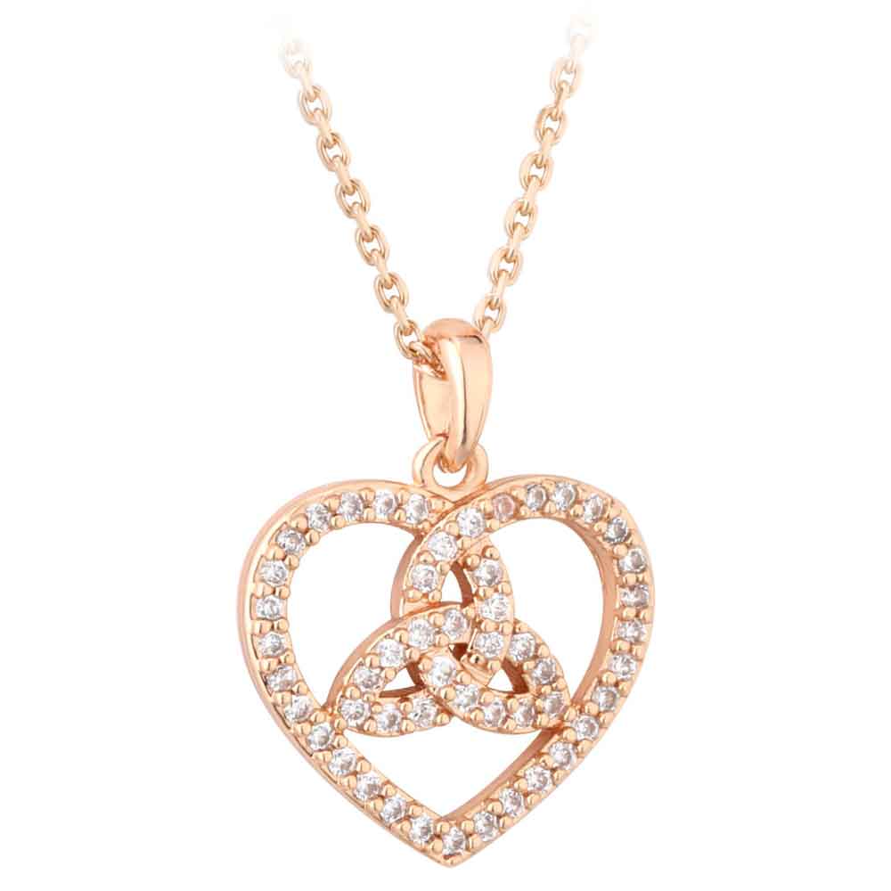 Product image for Trinity Knot Pendant - Irish Rose Gold Plated Crystal Necklace
