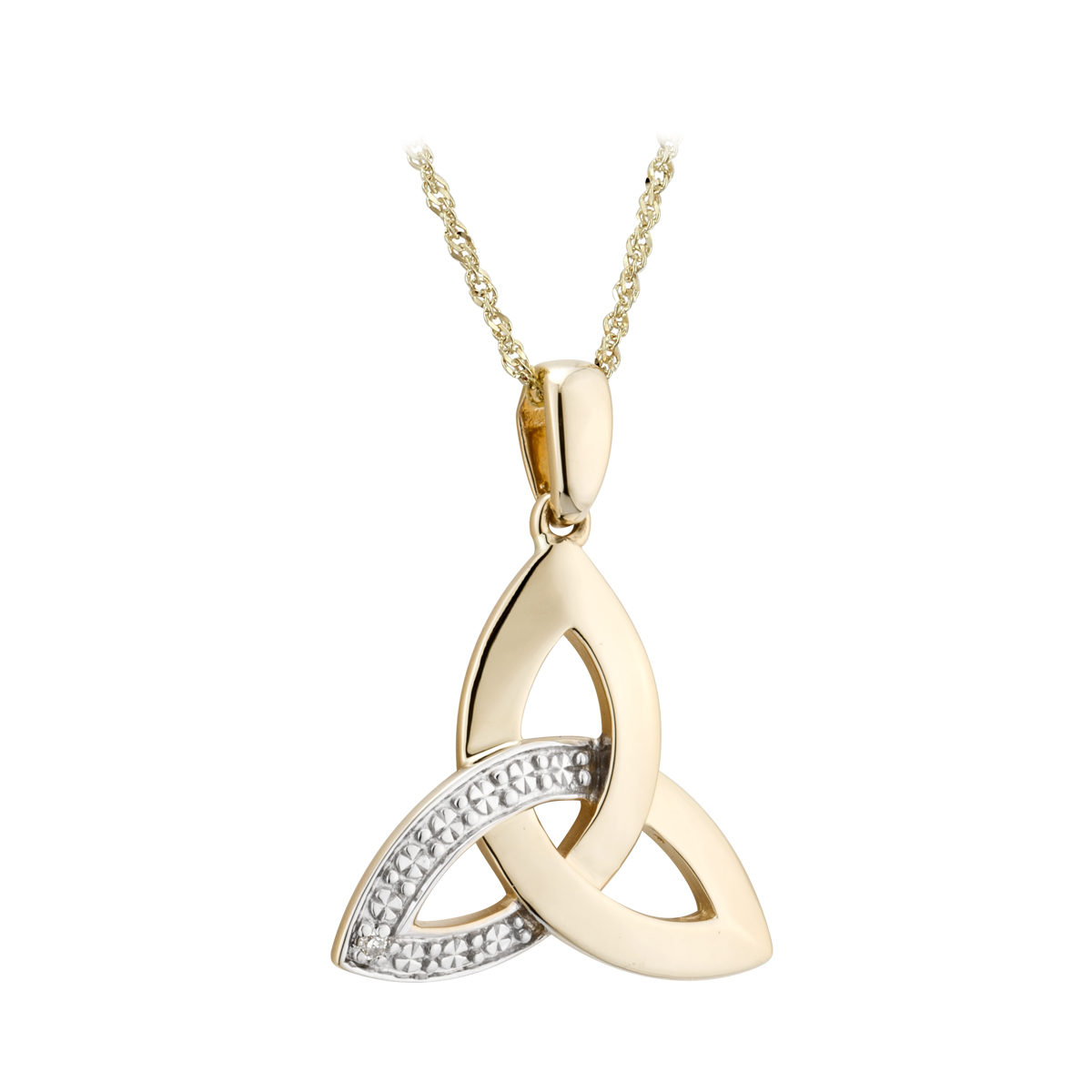 Product image for Irish Necklace | 14k Yellow Gold Trinity Knot Diamond Pendant
