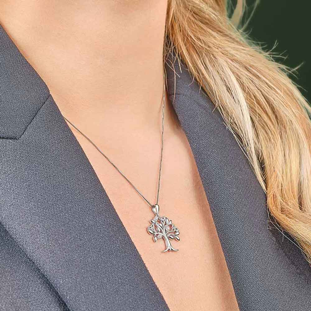 Product image for Celtic Necklace - Tree of Life Sterling Silver Crystal Irish Trinity Knot Pendant