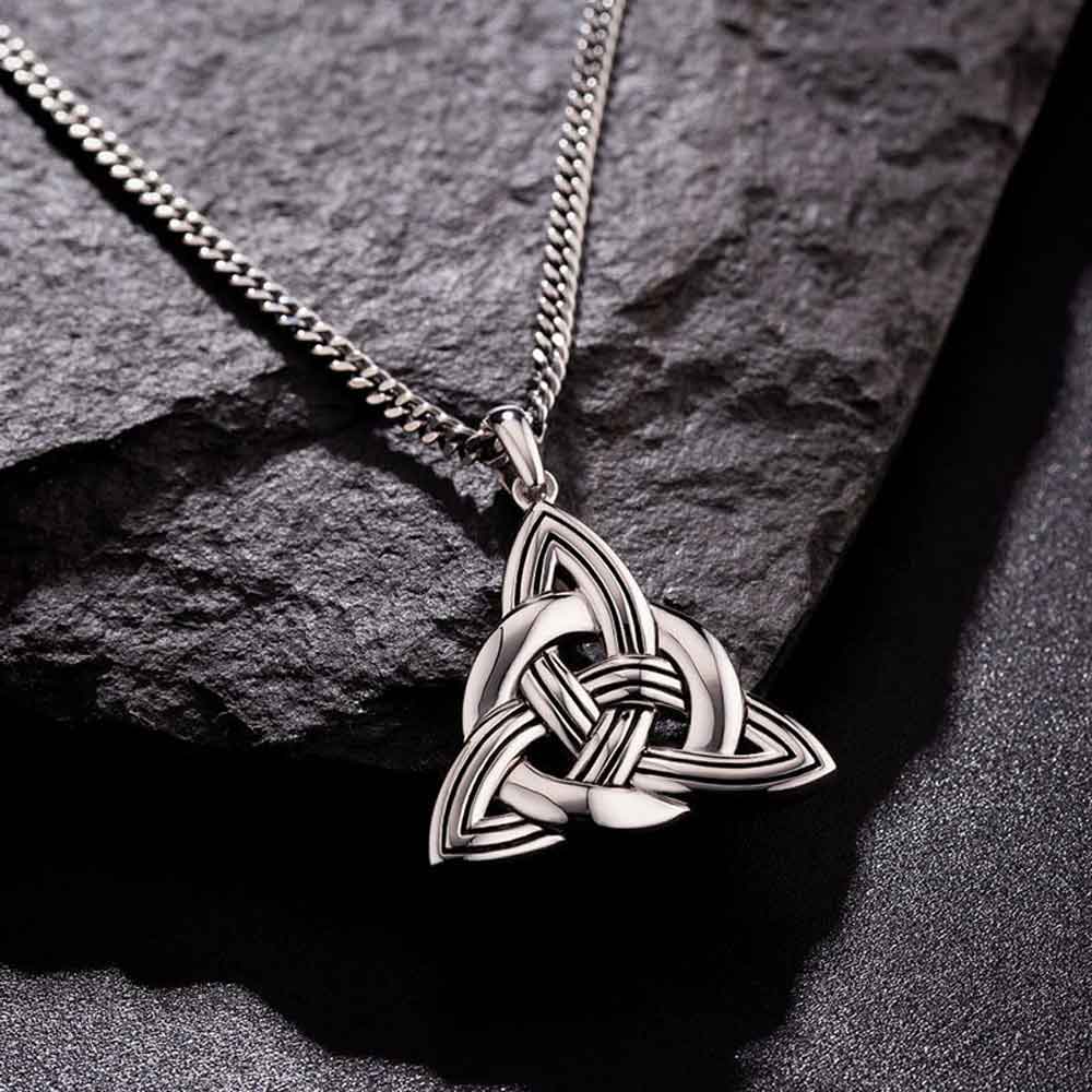 Product image for Irish Necklace | Sterling Silver Large Heavy Trinity Celtic Knot Pendant