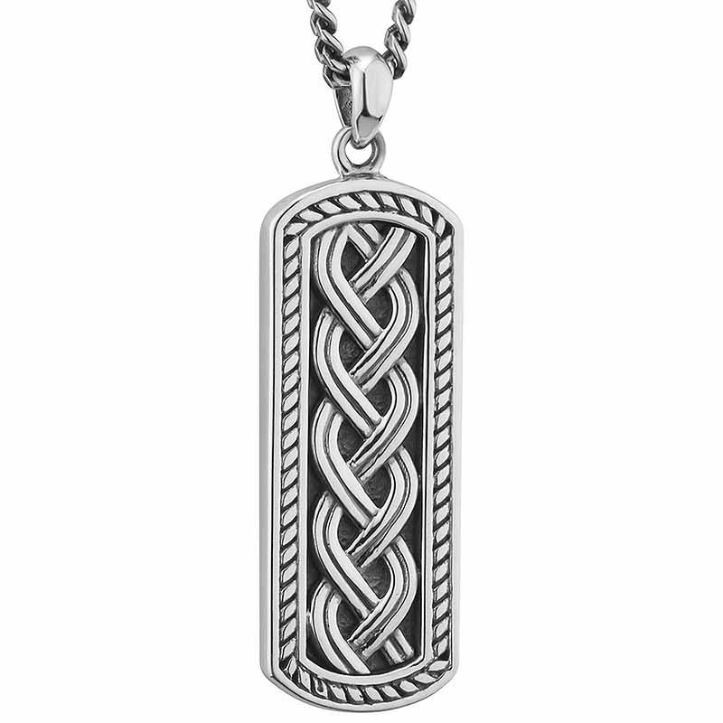 Product image for Mens Irish Jewelry | Sterling Silver Oxidized Ingot Celtic Knot Pendant