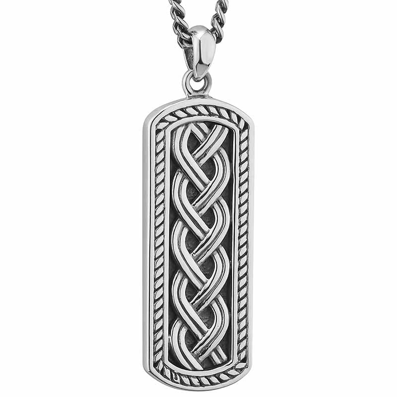 Product image for Mens Irish Jewelry | Sterling Silver Oxidized Ingot Celtic Knot Pendant