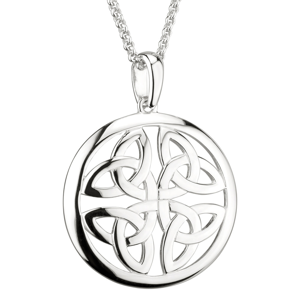 Product image for Irish Necklace | Sterling Silver Trinity Knot Circle Celtic Pendant