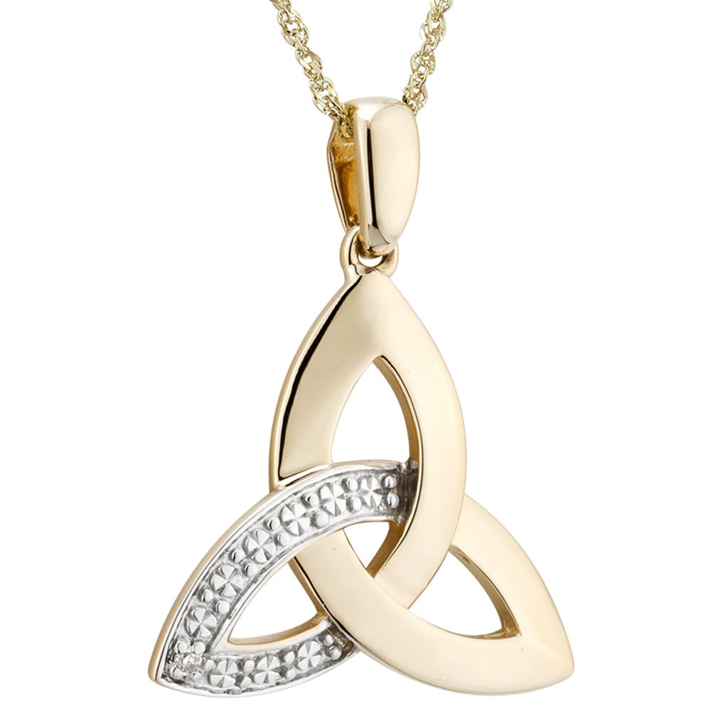 Irish Necklace | 10k Gold Trinity Knot Diamond Celtic Pendant