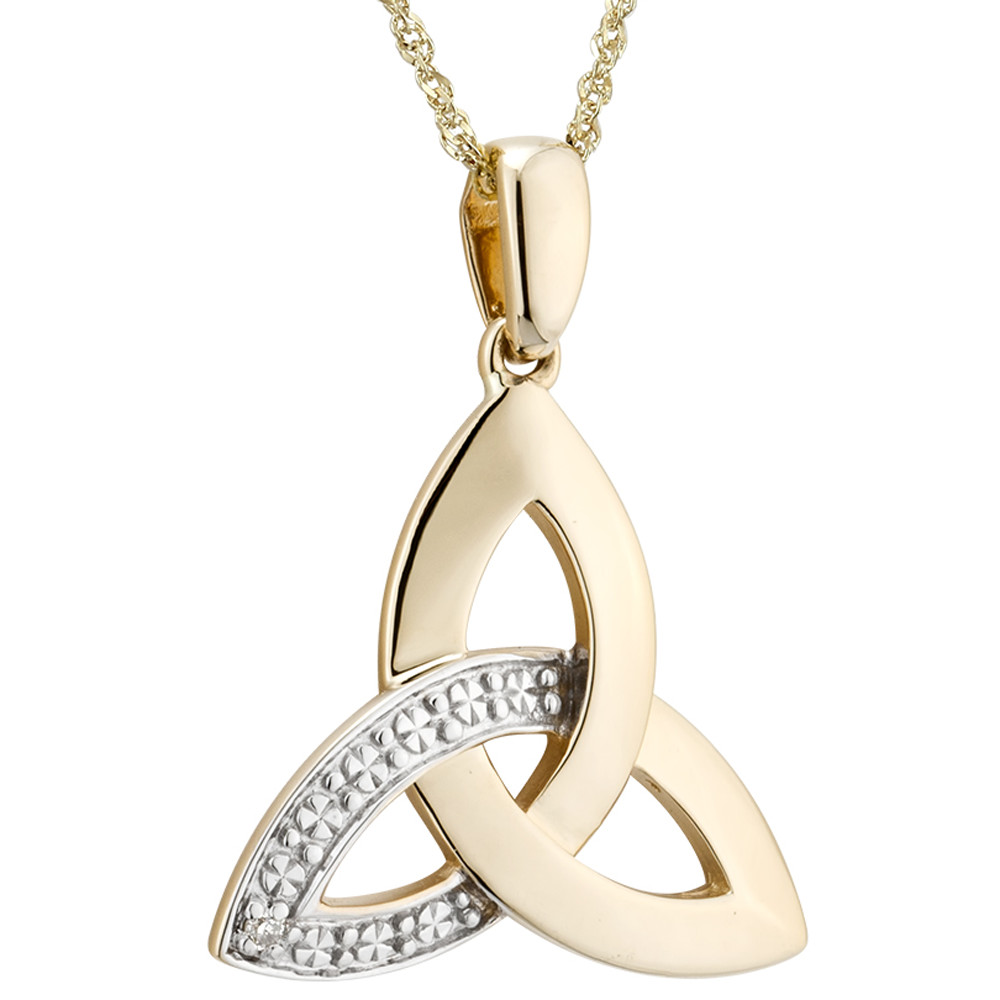 Product image for Irish Necklace | 10k Gold Trinity Knot Diamond Celtic Pendant