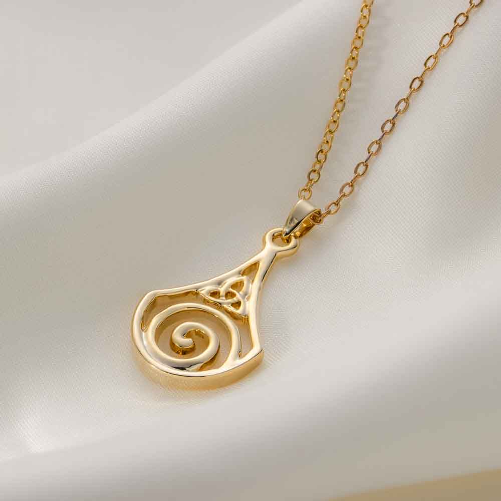 Product image for SALE | Irish Necklace | Gold Plated Trinity Knot Celtic Spiral Pendant