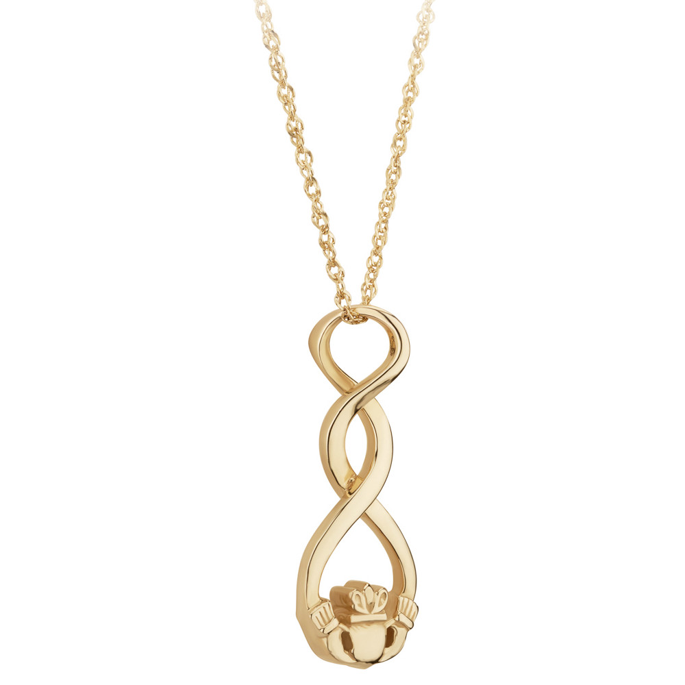 Product image for Irish Necklace | 9k Gold Celtic Twist Claddagh Pendant