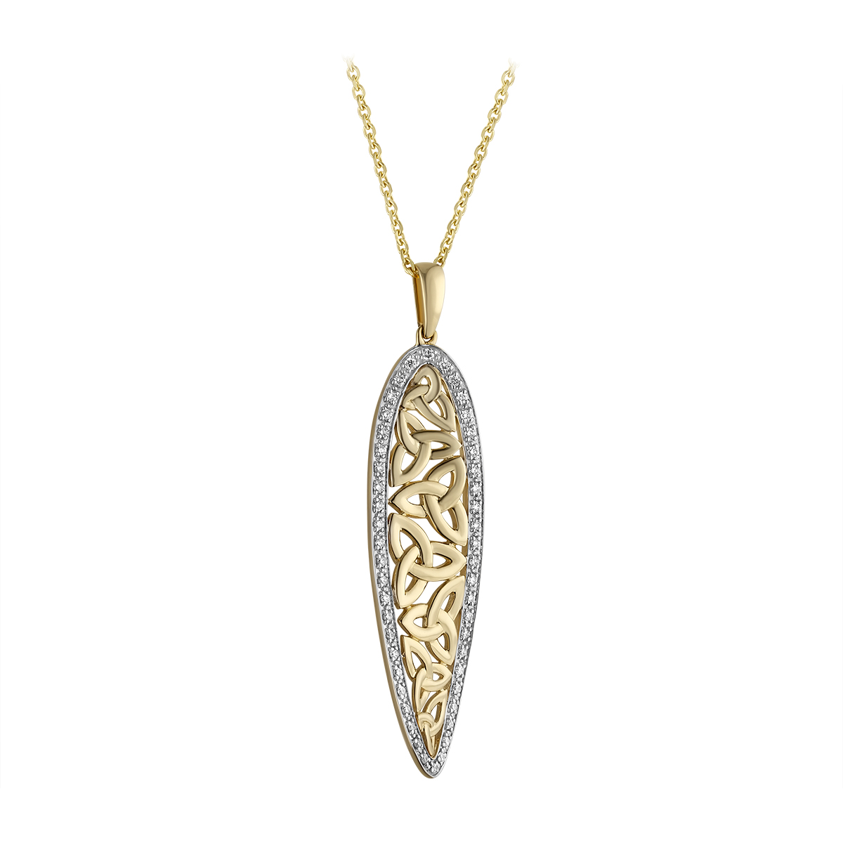 Product image for Irish Necklace | 14k Gold Diamond Celtic Trinity Knot Twist Pendant