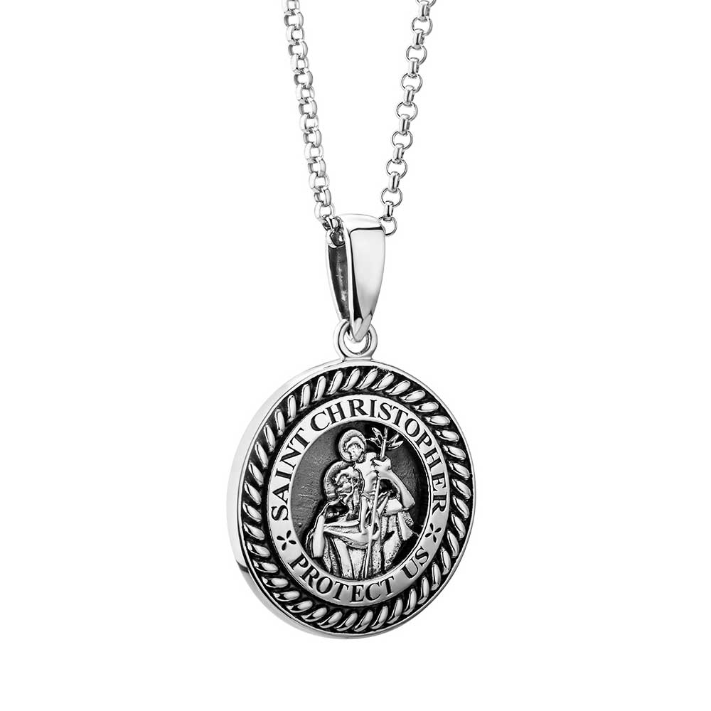 Product image for Irish Necklace | Sterling Silver Celtic Saint Christopher Medal