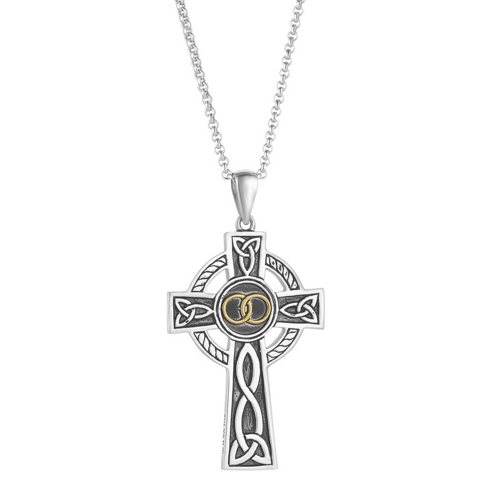 Product image for Irish Necklace | Sterling Silver Wedding Celtic Cross Pendant Large